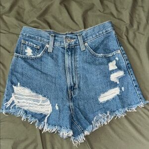 Levi's Blue Distressed Jean Shorts
